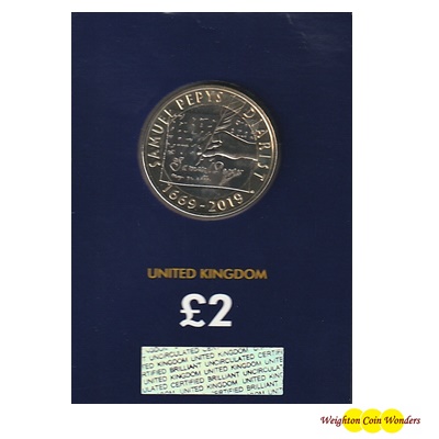 2019 £2 BU Coin (Card) - Samuel Pepys - Click Image to Close